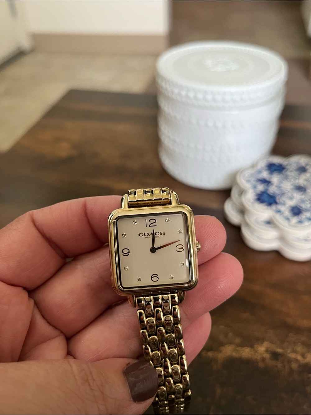 Coach Gold Tone Square Face Bracelet Watch - Picture 3 of 3